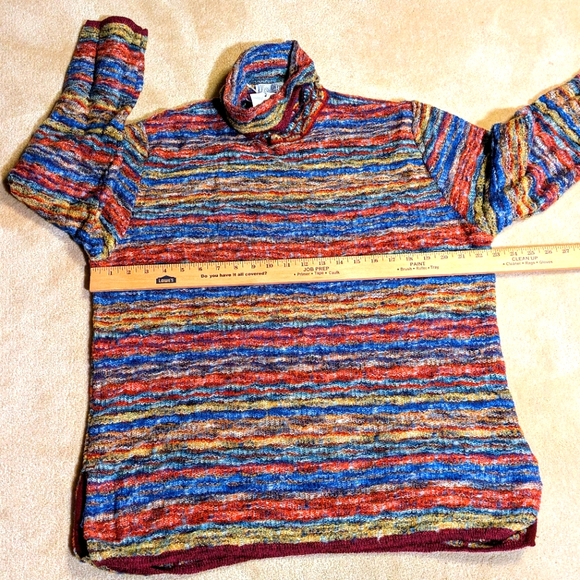 Women's Miss College Multi-color Soft Wool Blend Turtleneck Sweater | Size XL - Picture 7 of 10
